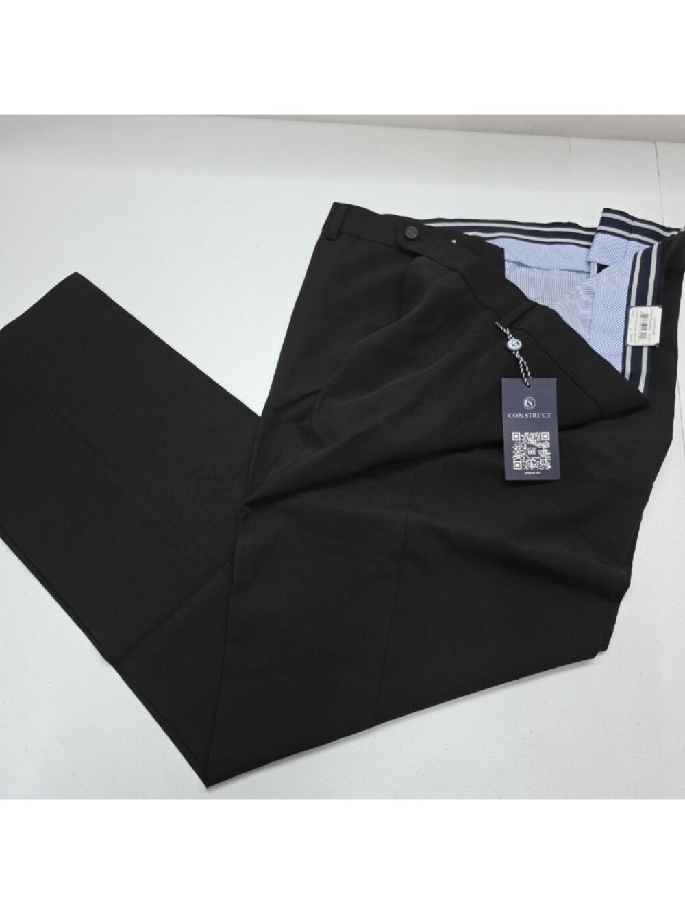 Con.Struct Mens Black Bistretch Dress Pants Size 44x32 NWT Construct